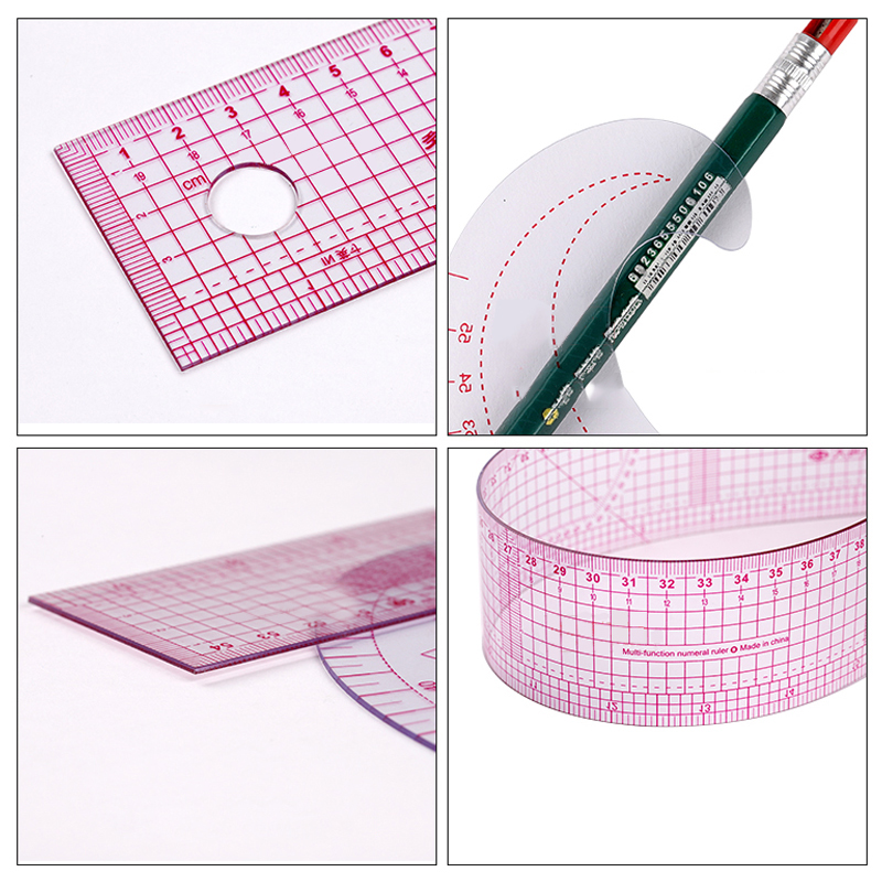 Ruler Set Transparent - Francuski krzywa linijka do cięcia moda