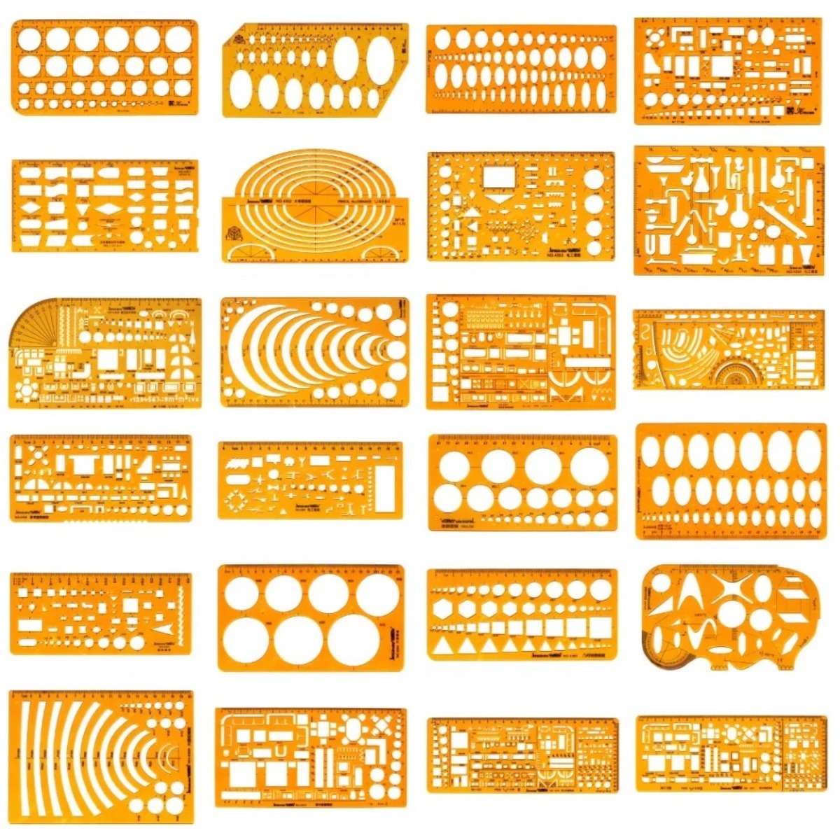 Ruler Set Transparent - Zestaw szablonów do rysowania geometrycznego z