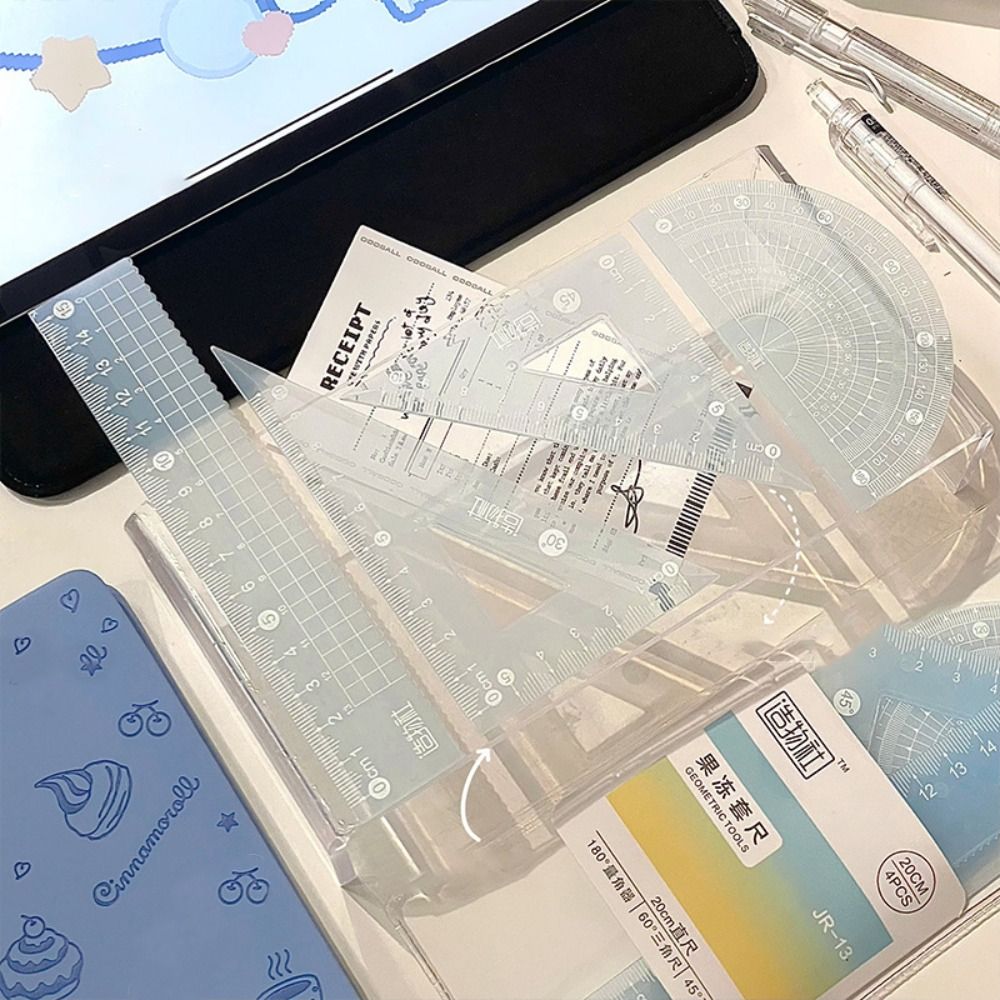 Ruler Set Transparent - 4 sztuk/zestaw wielofunkcyjny 15/20CM zestaw linijek