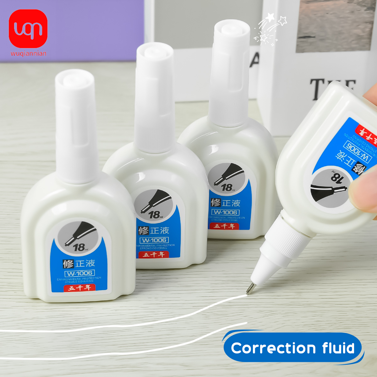 Correction Fluid White - WQN-1/3/6 SZT. Prosty biały płyn korekcyjny