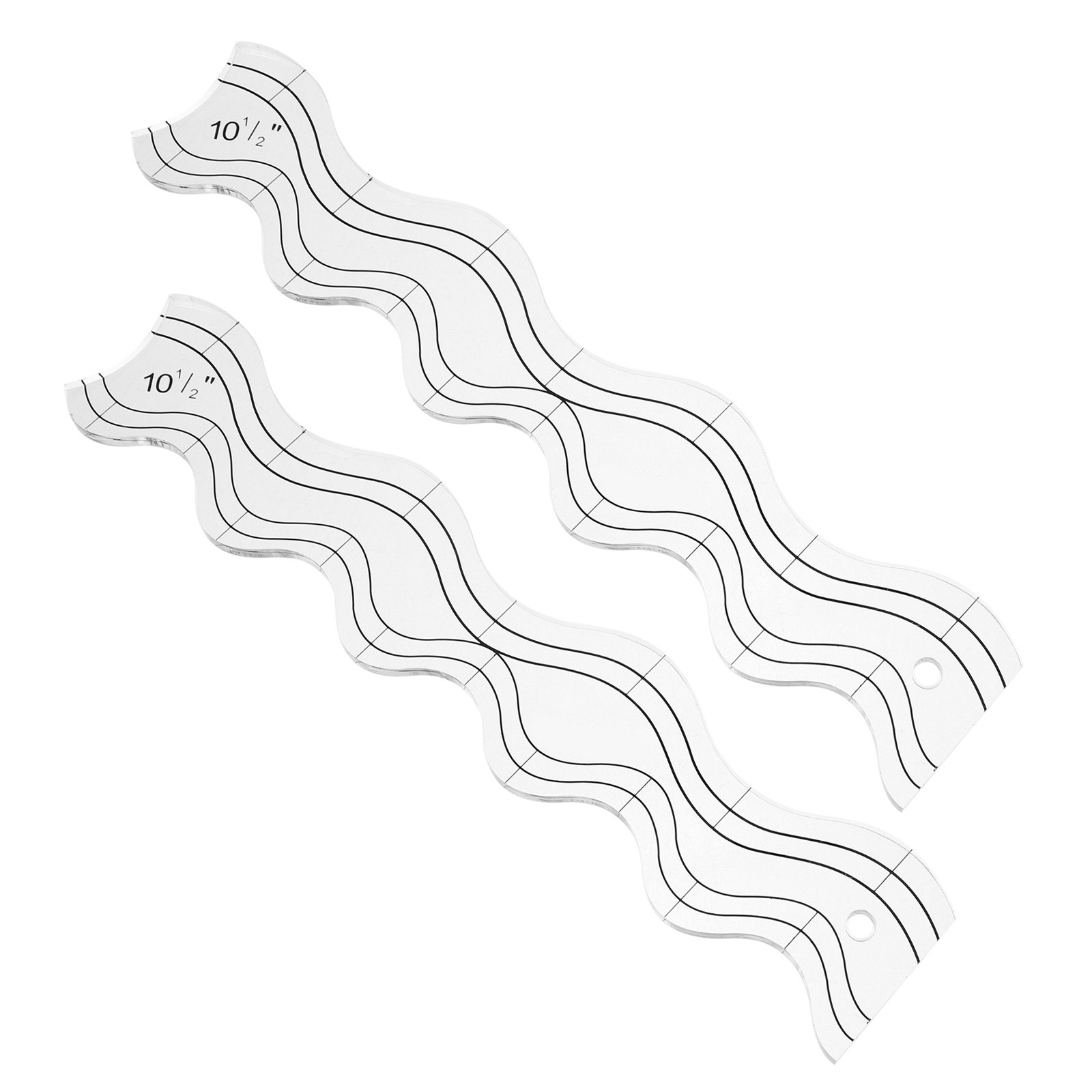 Ruler Set Transparent - 2 sztuki przezroczystych akrylowych linijek falowanych