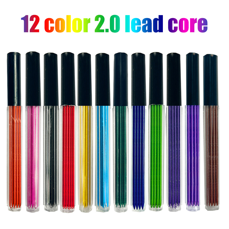 Mechanical Pencil Lead - 12 kolorów 2,0 mm wymienny ołówek
